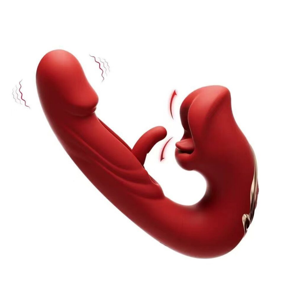Red lip three-in-one tongue licking vibrator