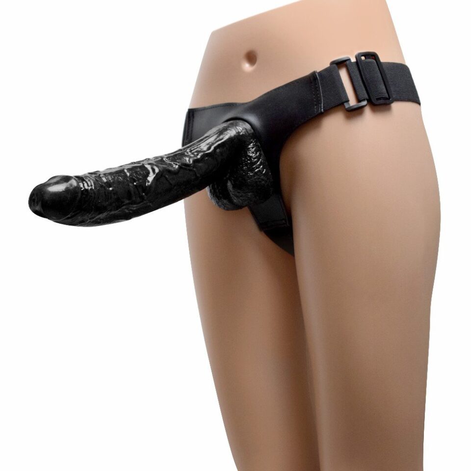 Realistic 12.2 inch black strap-on dildo
