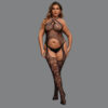 Plus size lace fishnet crotchless basque jumpsuit