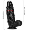 10.03 Inches Realistic black suction cup dildo