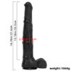 Black, extra-large, realistic horse-shaped dildo, 14.76 inches